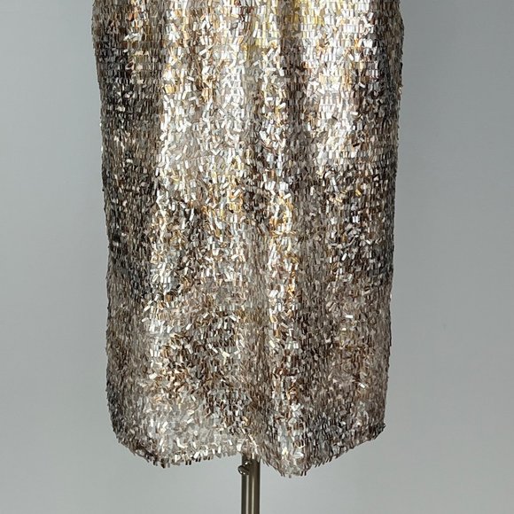 Josie Natori Womens Metallic Sequin Sleeveless V Neck Cocktail Dress size 10 - Picture 5 of 13